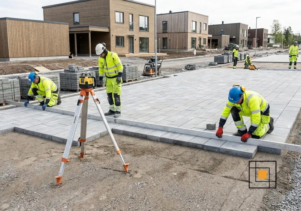 Sådan sikrer du ensartet højde i større belægningsarealer