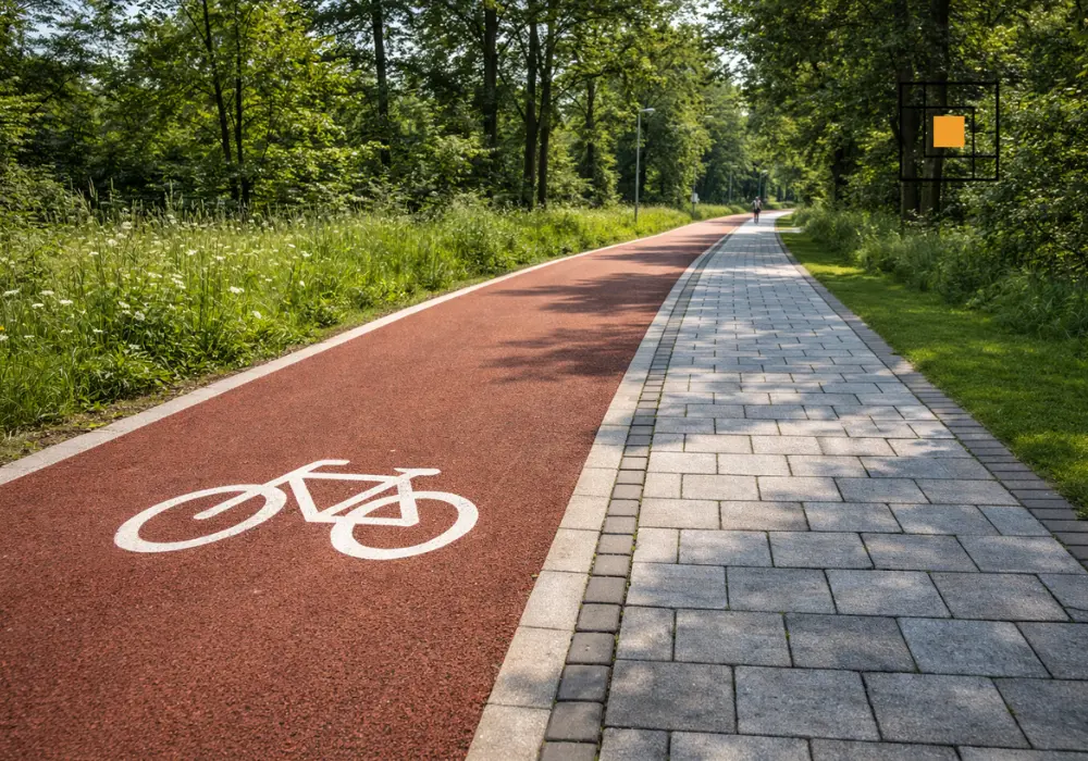 Belægning omkring cykelstier og gangstier
